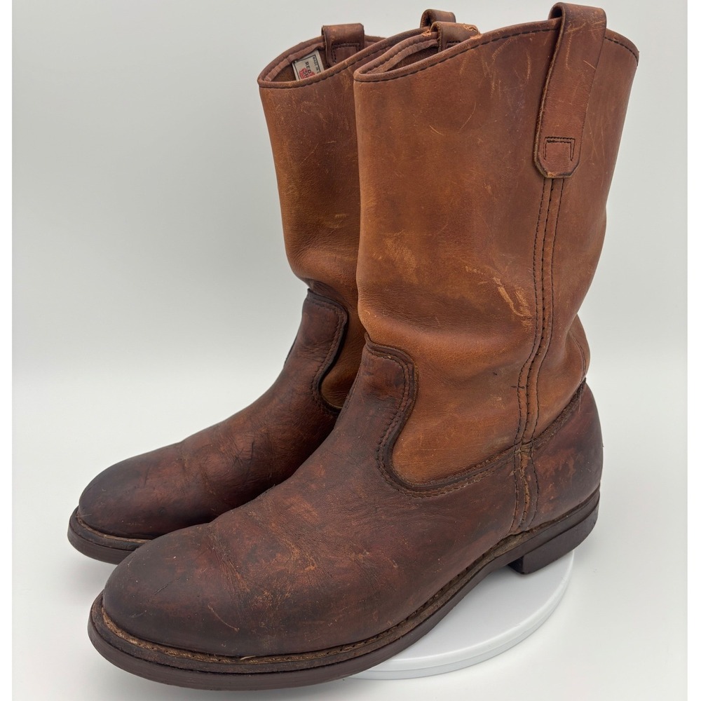 VINTAGE RED WING Men's Leather Boot RARE‎ Pecos Western Cowboy Work Narrow 8.5